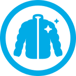Icon of an insulated jacket with a star, representing fashion-driven style.